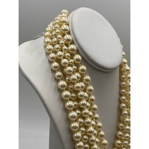 ListJ. Crew Five Multi-Strand Cream Round Faux Pearl Hand Knotted Necklace - Picture 3 of 7